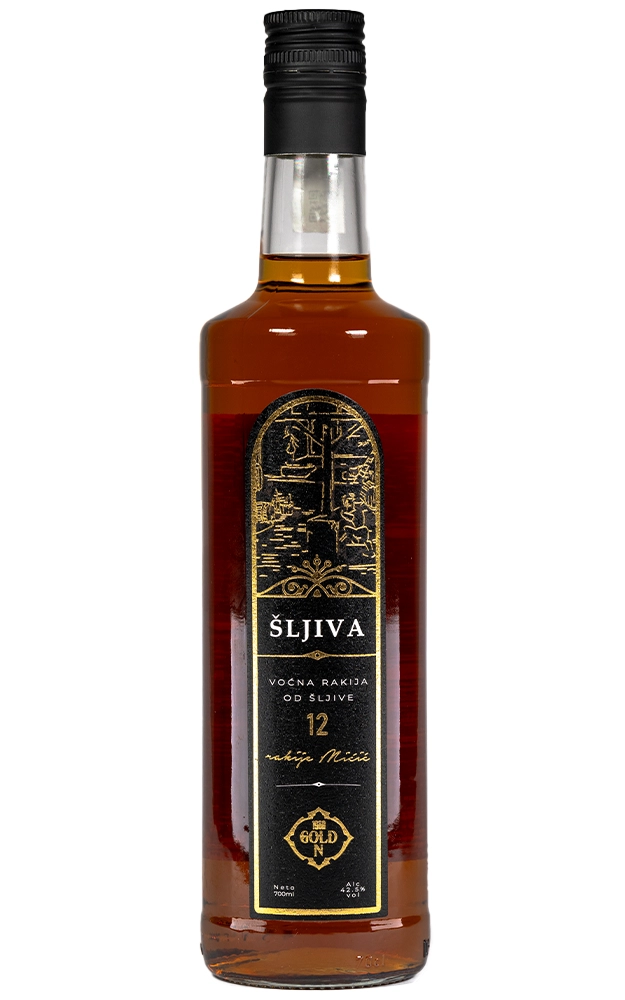 Boca šljivove rakije stara 12 godina, standardna serija 700 ml, Rakije Mićić.
